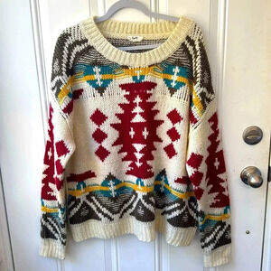 KYE MI women’s knit sweater size large western style colorful cozy